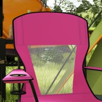 Outsunny Outdoor Rocking Chair Folding Camping Chair Portable Rocker with Armrests, Side Cup Holders, & Carry Bag, Red(m-9)