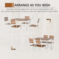 HOMCOM 5 Piece Dining Table Set for 4, Space Saving Kitchen Table and 4 Chairs, Rectangle, Steel Frame for Dining Room(m-7)