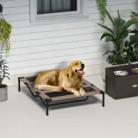 PawHut XL Elevated Dog Bed, Outdoor Raised Dog Bed, Portable Pet Cot w/Carry Bag Metal Frame Breathable Mesh Indoor and Outdoor Tan(m-9)