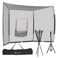 Soozier Softball and Baseball Net with Strike Zone, Tee, Caddy, and Portable Carry Bag for Pitching and Hitting Training(m-11)