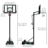 Soozier Portable Basketball Hoop System Stand Simple Lift Function from 8-10ft Adjustable for Youth Adults Indoor Outdoor Play(m-3)
