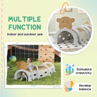 Qaba Monkey Design Kids Play Tunnel for Toddlers 3-6 Years to Crawl and Climb, Brown(m-4)