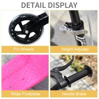 HOMCOM Y Fliker Scooter, Outdoor Swing Wiggle Scooter, 3 Wheel Scooter for 6-8 Years Old, Pink(m-6)