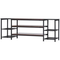 HOMCOM Industrial TV Cabinet for TVs Up to 60", TV Stand with Open Shelf Storage, Media Console with Steel Frame, Rustic Brown(m-11)