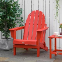 Outsunny Folding Adirondack Chair, HDPE Fire Pit Chair, Weather Resistant Outdoor Chair for Patio, Garden, Backyard, Lawn, Red(m-10)