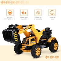 Aosom 6V Kids Electric Ride On Excavator,  Digger Tractor Toddler Construction Vehicle Moving Forward Backward(m-4)