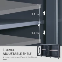 HOMCOM Sideboard, Buffet Cabinet with 4 Tempered Glass Doors, Arc Pattern and Adjustable Storage Shelf, Credenza, Gray(m-5)
