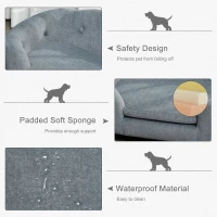 PawHut Miniature Dog / Cat Couch w/ Washable and Removable Cushion, Waterproof Cover, Gray(m-6)