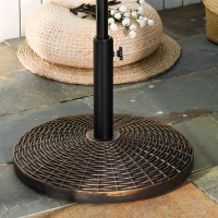 Outsunny 55 lbs Round Cement Patio Umbrella Base 21" Heavy Duty HDPE Parasol Umbrella Stand Holder with Rattan Design for Patio, Outdoor, Backyard, Bronze