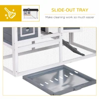 PawHut Wooden Rabbit Hutch with Run, Tray, Ramp, Asphalt Roof, Grey(m-6)