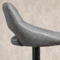 HOMCOM Bar Stools Set of 2, Swivel Counter Height Barstools with Adjustable Height, Faux Leather Upholstered Bar Chairs with Round Metal Base and Footrest, Grey(m-10)