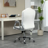 Vinsetto Velvet Office Chair Desk Chair with 360 Degree Swivel Wheels Adjustable Height Tilt Function White(m-8)