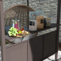Outsunny 8'x5' BBQ Grill Gazebo, Outdoor Double Tiered Interlaced Polycarbonate Roof with Steel Frame, 2 Side Shelves, Brown(m-9)