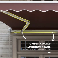 Outsunny 12' x 8' Retractable Patio Awning Sunshade Shelter w/ Manual Crank Handle UV & Water-Resistant for Deck Balcony Coffee(m-6)