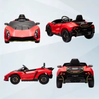 Qaba 12V Lamborghini Autentica Licensed Kids Car with Remote Control, 4 Wheels Spring Suspension, Soft Start, Red(m-9)