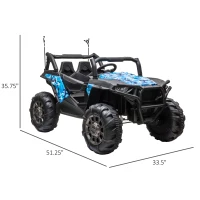 Aosom 12V Kids Ride On Truck, 10Ah Electric Car Off-Road UTV with Bluetooth, Remote Control, Suspensions, USB, MP3, Lights, 3 Speeds & 4 Motors, Blue(m-3)