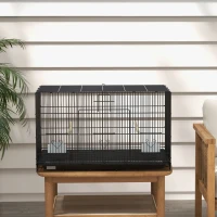 PawHut Birdcage for Canaries, Lovebirds Finches, Budgie Cage with Removable Tray, Bottom Mesh Panel, Wooden Perches, Swing, Ramp, Food Containers, 30" L x 18" W x 18" H(m-9)