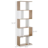 HOMCOM 5-Tier Geometric Bookcase Display Shelf Storage Shelf Modern Room Divider Living Room Home Office Furniture, White(m-3)