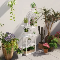 Outsunny Plant Stand Indoor, 8 Tier 62" S-Shaped Plant Shelf, Corner Plant Rack for Multiple Plants, White(m-8)