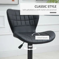 HOMCOM Bar Stools Set of 2, Adjustable Height Swivel Bar Chairs, PU Leather Upholstered Kitchen Counter Stools with Wide Seat, Back and Footrest, Black(m-7)