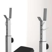 Soozier Bench Press Set Adjustable Weight Bench with Squat Rack, Preacher Curl Pad, Leg Developer and Weight Storage, Grey(m-10)