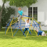 Outsunny Climbing Dome, 10' Jungle Gym Supports 594 lbs. for 1-6 Kids, Play Equipment for 3-8 Years Olds, Multi-Color(m-10)