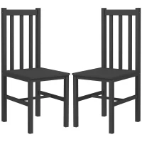 HOMCOM Farmhouse Dining Table Chairs, Set of 2 Pine Wood Kitchen Table Chairs with Slat Back for Living Room, Bedroom, Black(m-1)