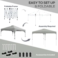 Outsunny 10' x 10' Pop Up Canopy Tent with Sand Bags, UPF 50+ Instant Sun Shelter, Tents for Parties, Height Adjustable, with Wheeled Carry Bag, for Outdoor, Garden, Patio, Grey(m-5)