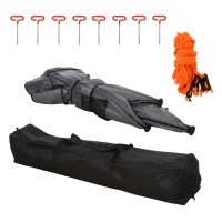 Outsunny 4 Person Ice Fishing Shelter Insulated Waterproof Portable Pop Up Ice Fishing Tent with 2 Doors for Outdoor Fishing, Orange(m-9)