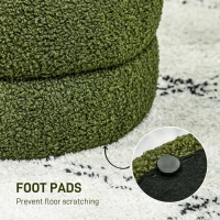 HOMCOM Round Ottoman, Upholstered Foot Stool, Teddy Fleece Fabric for Living Room, Entryway, Green(m-5)