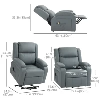 HOMCOM Lift Chair for Seniors, PU Leather Upholstered Electric Recliner Chair with Remote, Side Pockets, Quick Assembly, Grey(m-3)