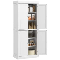 HOMCOM 72.5" Freestanding Kitchen Pantry Cabinet with 4 Doors, White(m-2)