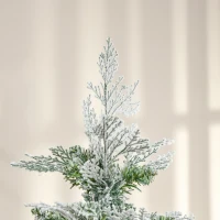 HOMCOM 6 Feet Pencil Snow Flocked Artificial Christmas Tree with 517 Realistic Cypress Branches, Auto Open, Green(m-9)