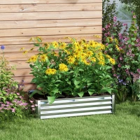 Outsunny 4'x2'x1' Galvanized Raised Bed, Bottomless Elevated Planter Box for Growing Flowers, Herbs and Vegetables, Silver(m-8)