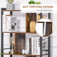 HOMCOM Industrial Bookshelf, Bookcase with 4-Tier Display Shelf for Living Room Office(m-5)