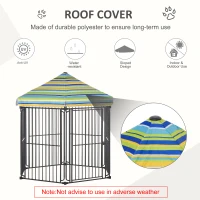 PawHut 60" x 52" Heavy-Duty Metal Dog Playpen, Outdoor Pet Cage Kennel, Puppy Exercise Fence Barrier with Weather-Resistant Polyester Roof, Locking Door, & Metal Frame(m-5)