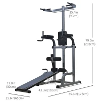 Soozier Multi-function Power Tower with Dip Station, Sit-up Bench, Pullup Bar, Push up Station, Combo Exercise Home Gym Fitness Equipment(m-3)