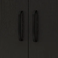 HOMCOM Microwave Cart on Wheels Utility Trolley Storage Sideboard Bookcase with 2-door Cabinet, Black Wood Grain(m-10)