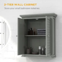 kleankin Over Toilet Storage Cabinet, Bathroom Wall Cabinet with Adjustable Shelf for Living Room and Entryway, Grey(m-4)