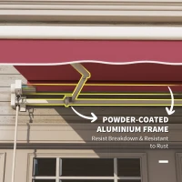 Outsunny 10' x 8' Retractable Awning, Patio Awnings, Sunshade Shelter w/ Manual Crank Handle, UV & Water-Resistant Fabric and Aluminum Frame for Deck, Balcony, Yard, Red(m-6)