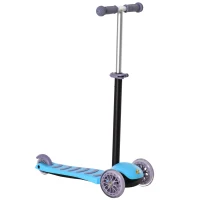 Qaba 3-in-1 Kids Scooter Sliding Walker Push Car 3 Wheels Height Adjustable with Removable Storage Seat Ride on Toy for 2-6 years Light Blue(m-11)