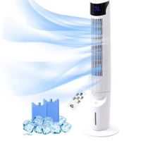 HOMCOM 42'' Evaporative Air Cooler, Ice Cooling Fan with 3 Speeds, 4 Modes, 12 Hour Timer, LED Display and Remote Control for Bedroom, Office or Living Room, White(m-11)