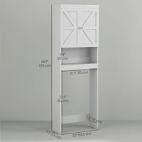 HOMCOM Over The Toilet Cabinet, Modern Bathroom Above Toilet Storage with Barn Doors and Open Shelf, White(m-3)