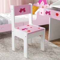 Qaba Kids Study Desk with Storage, Kids Desk and Chair Set for Bedroom & Study Room, Aged 3-6 Years, Pink(m-9)
