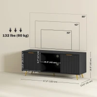 HOMCOM TV Stand with Storage for 55 Inch TV, Modern TV Cabinet with 2 Open Shelves and 2 Cabinets for Living Room, Black(m-3)