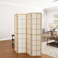 HOMCOM 4 Panel Room Divider, 5.6 ft Folding Wall Divider Room Partition for Home Office, Bedroom, Living Room(m-7)