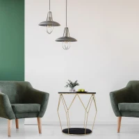 HOMCOM 18" Modern Round Coffee Table with Storage, Metal Zig Zag Frame, Accent Cocktail Table for Living Room, Bedroom, Black and Gold(m-7)