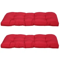 Outsunny Set of 2 Patio Bench Replacement Cushions, 2 Seater Outdoor Loveseat Cushion Seat Pad, 43" x 19" x 3", Wine Red(m-11)