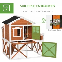 PawHut 44" Chicken Coop, Wooden Hen Run House, Rabbit Hutch with Nesting Box, Removable Tray, Asphalt Roof, Planting Lattice, Orange(m-6)