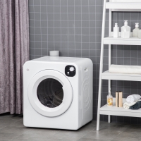 HOMCOM Compact Laundry Dryer Machine, 1300W, 3.22 Cu. Ft. Electric Portable Clothes Dryer with 7 Drying Modes for Apartment or Dorm, White